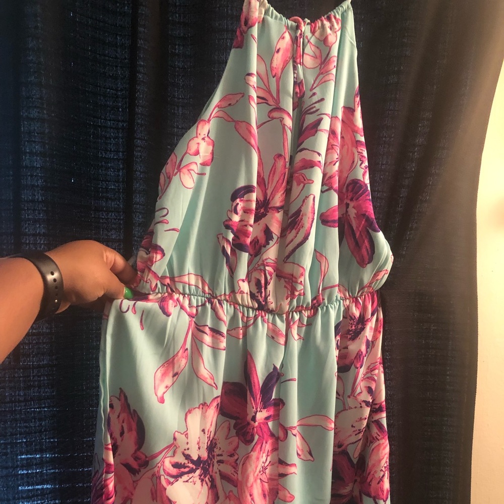 Pink and Blue Floral Romper